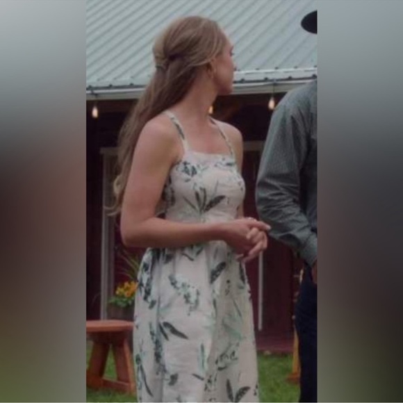 Banana Republic Sleeveless Khaki Light Beach Floral Maxi Dress L - Picture 3 of 13